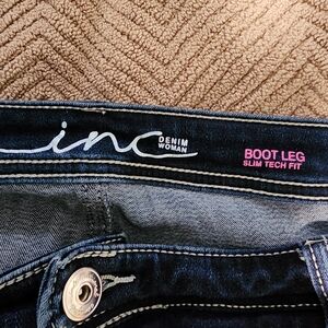 INC International Concepts Women's Boot Leg Jeans - Dark Blue